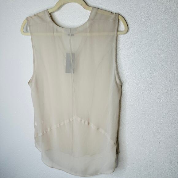 NWT Helmut Ghost 100% Sheer Silk in Salt V-Neck Sleeveless Blouse L - Picture 5 of 12
